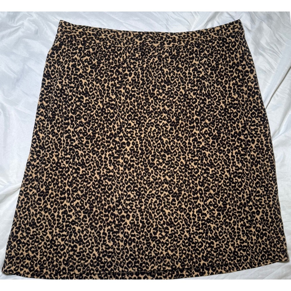 Ann Taylor Vintage Leopard Print Mini Skirt Womens 12 Brown‎ Animal Print Y2K